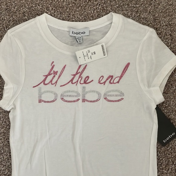 bebe Tops - Bebe Bridal “Til the End” & embellished logo Tee